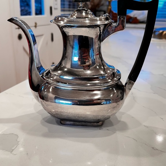 COPY - Solid sterling Silver English Tea Set with Black Handles - Picture 6 of 16